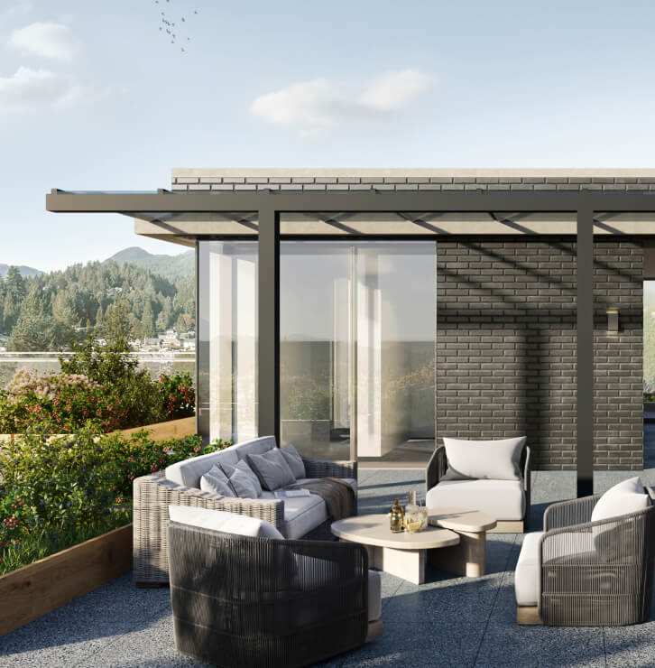 A rooftop oasis with shared community gardens,
                        lounge, dining & bar facilities.